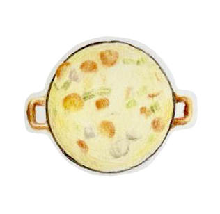 A bowl of chicken noodle soup