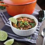 A bowl of white chicken chili