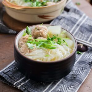 chinese winter melon and meatball soup - served up and ready to enjoy!