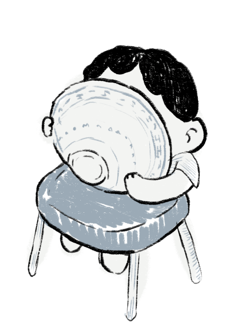 baby me, drinking soup