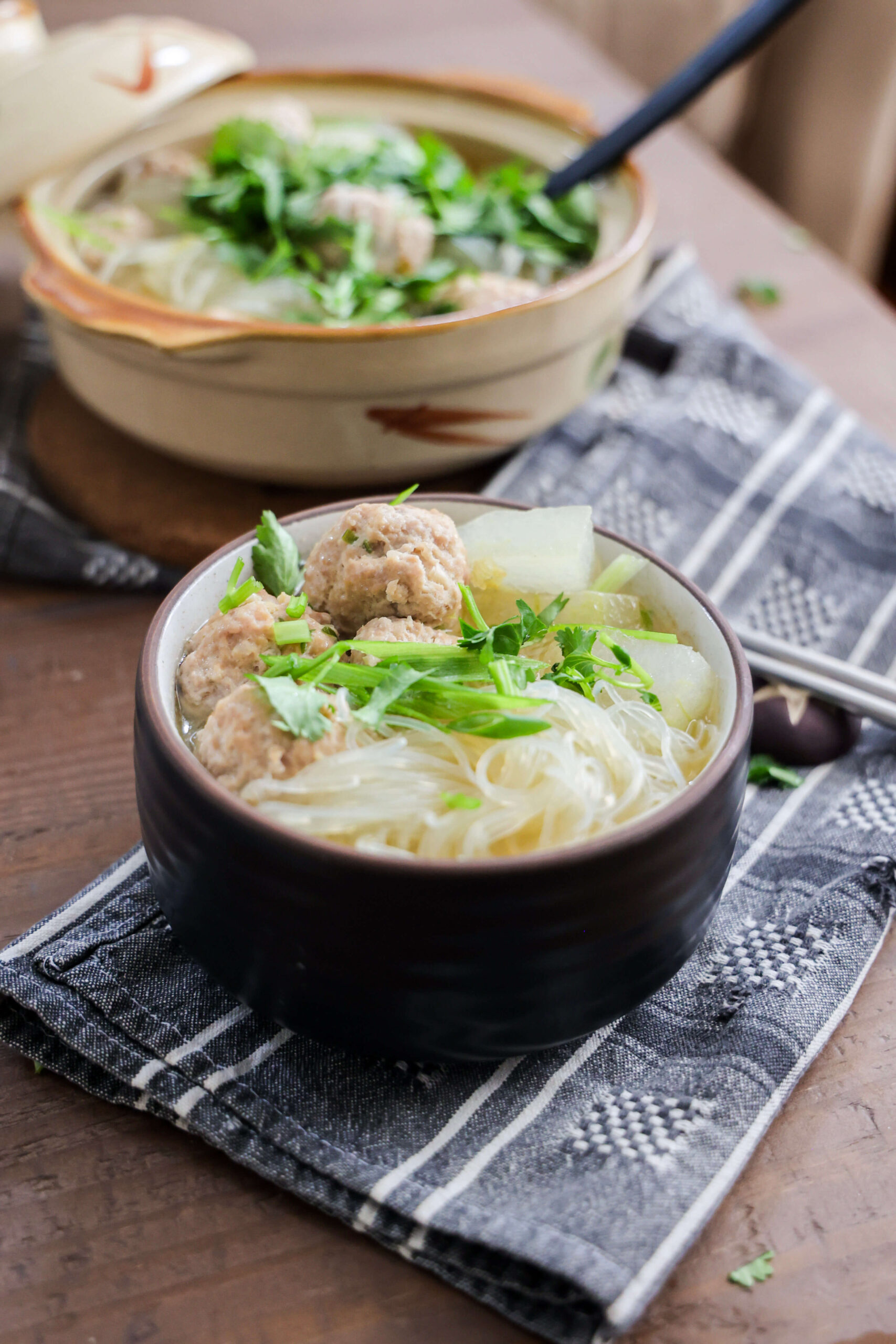 chinese winter melon and meatball soup - served up and ready to enjoy!