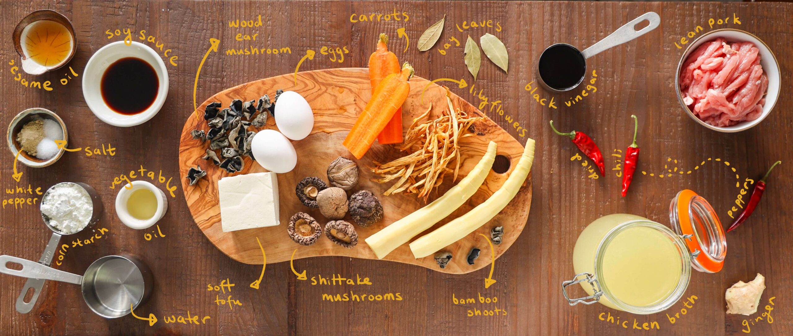 ingredients for hot and sour soup