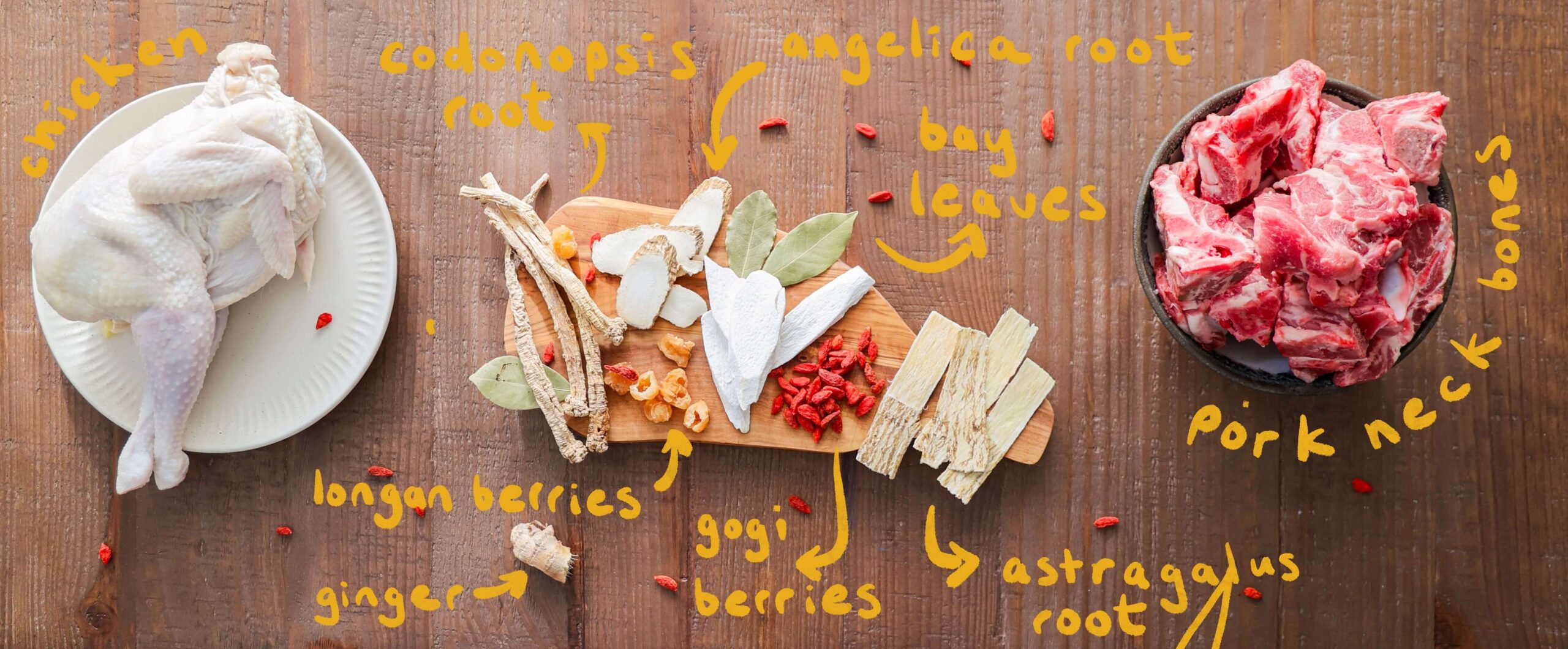 ingredients for chinese herbal soup