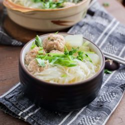 chinese winter melon and meatball soup - served up and ready to enjoy!