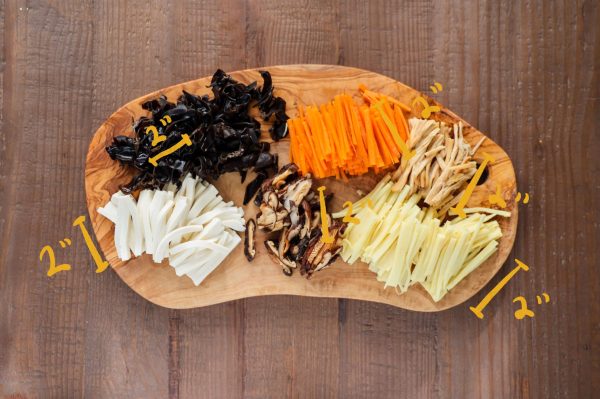 julienned ingredients