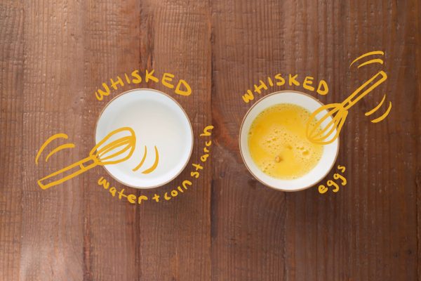 whisked cornstarch and eggs